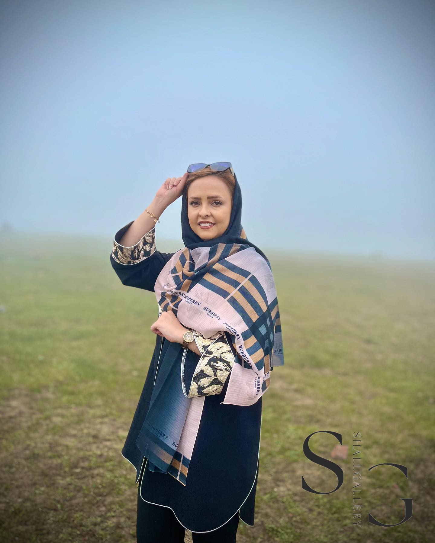 شال بامبو طرح مشکی